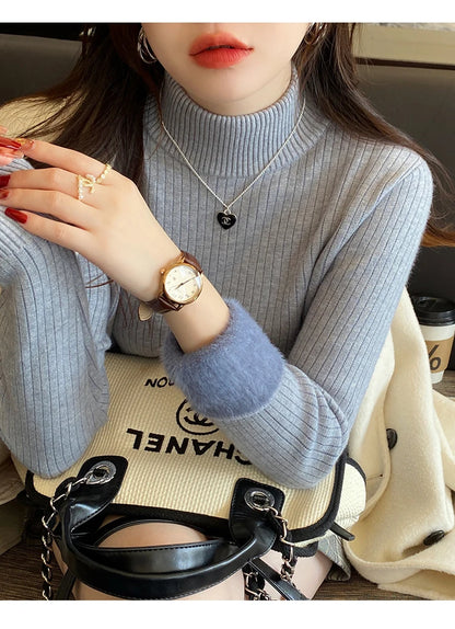 Velvet-Lined Turtleneck Sweater