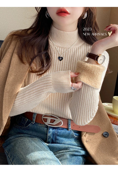 Velvet-Lined Turtleneck Sweater