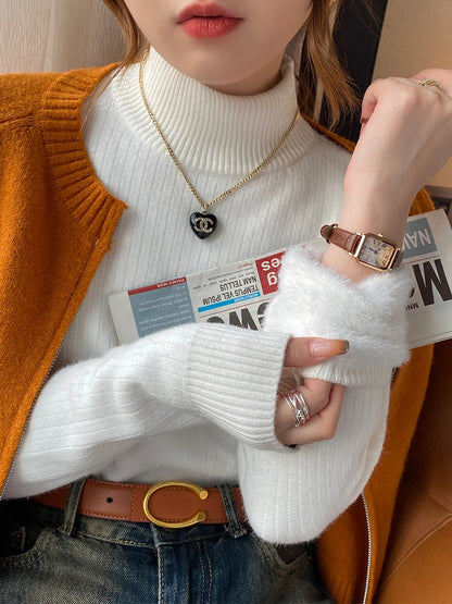 Velvet-Lined Turtleneck Sweater