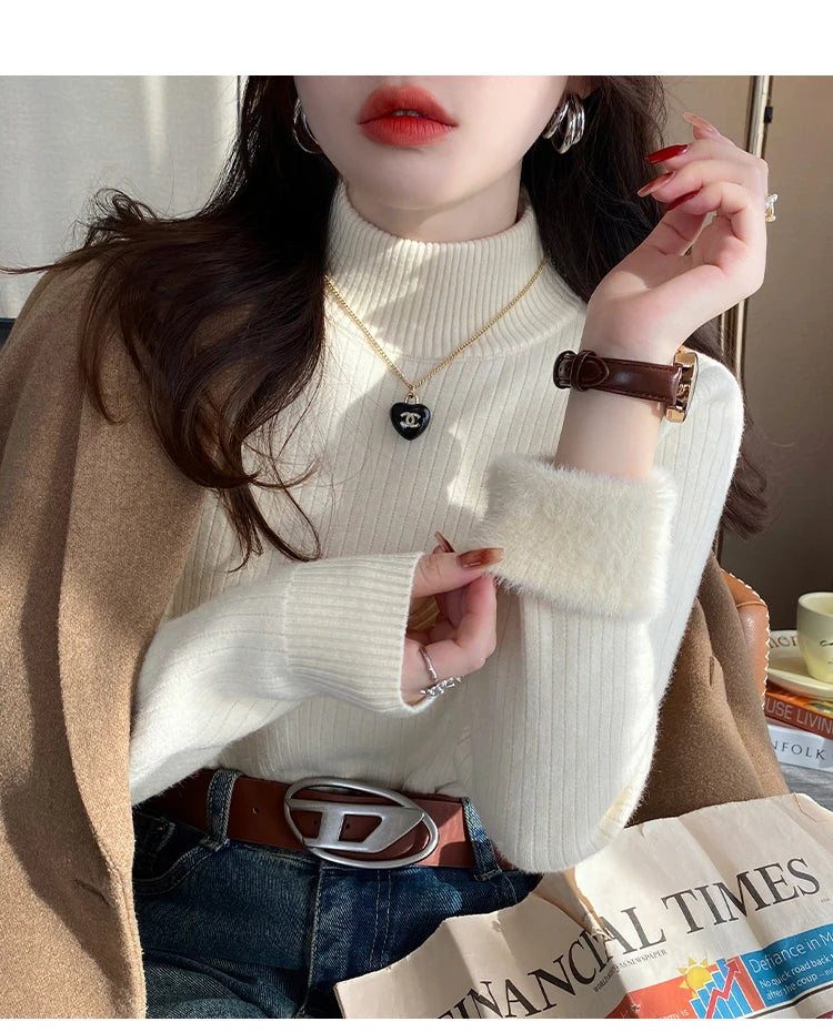 Velvet-Lined Turtleneck Sweater